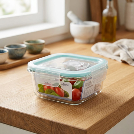 Glass Square Tupperware 390 ml